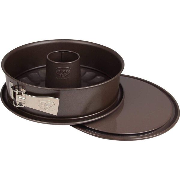 Teglia Dr. Oetker Ø 26 Cm, Teglia Rotonda Della Serie Baking Edition In Acciaio Con 2 Basi - Base Piatta E Base Tubolare Con Rivestimento Antiaderente (Colore: Marrone)-image
