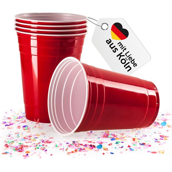 Vivaloo 100 Bicchieri Riutilizzabili Per Feste - Bicchieri Rossi Originali Americani, Bicchieri Per Bevande Originali Da 16 Oz (473 Ml) - Bicchieri Di Plastica Rossi Per Feste Lavabili In Lavastoviglie-image