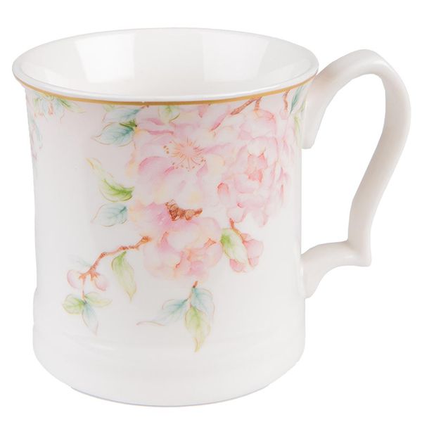 Tazza Clayre & Eef 414 Ml Bianco Rosa Porcellana Fiori-image