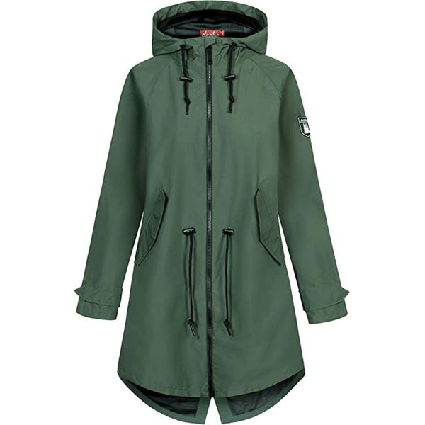Derbe Hamburg W-01-XX Parka Antipioggia Da Donna Sostenibile, Taglia:44, Colore:Verde Kombu/Nero-image