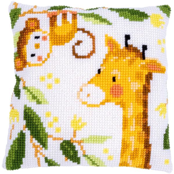 Cuscino A Punto Croce Vervaco "Animali Della Giungla"", Immagine Da Ricamo Pre-Disegnata, 40X40Cm"-image