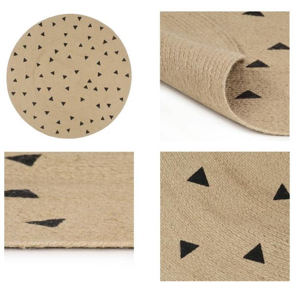Vidaxl Tappeto Di Iuta Fatto A Mano Con Motivo Triangolare 150 Cm - Tappeto - Tappeto - Runner - Tappeto Intrecciato-image
