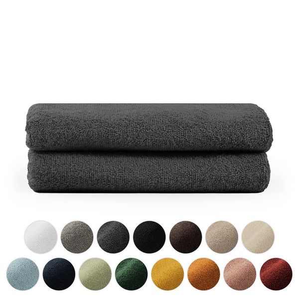 Set Di Asciugamani In Spugna Premium Blumtal Con Asole Per Appendere - Cotone Oeko-Tex, Morbido, Altamente Assorbente - Asciugamano 2X (50X100 Cm), Antracite-image