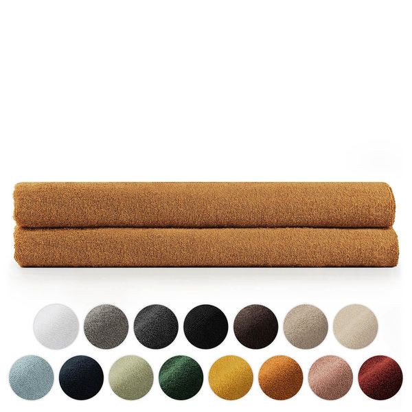 Set Di Asciugamani In Spugna Premium Blumtal Con Asole Per Appendere - Cotone Oeko-Tex, Morbido, Altamente Assorbente - Asciugamano Da Sauna 2X (80X200 Cm), Pumpkin Spice (Marrone)-image