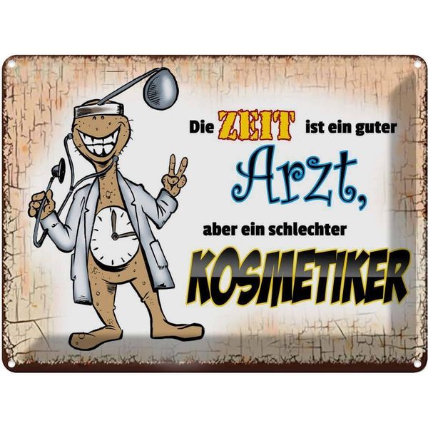 Vianmo Insegna Di Latta 30X40 Cm Die Zeit Ist Ein Guter Arzt Aber-image