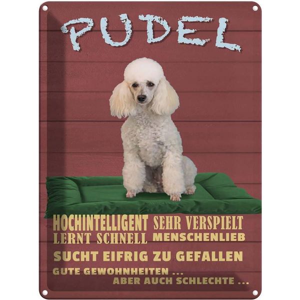 Vianmo Insegna Di Latta 40X30 Cm Pudel Hochintelligent Lieb Hund-image