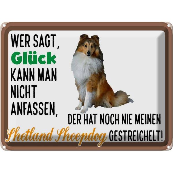 Vianmo Insegna Di Latta 30X40 Cm GlüCk Shetland Sheepdog Hund-image