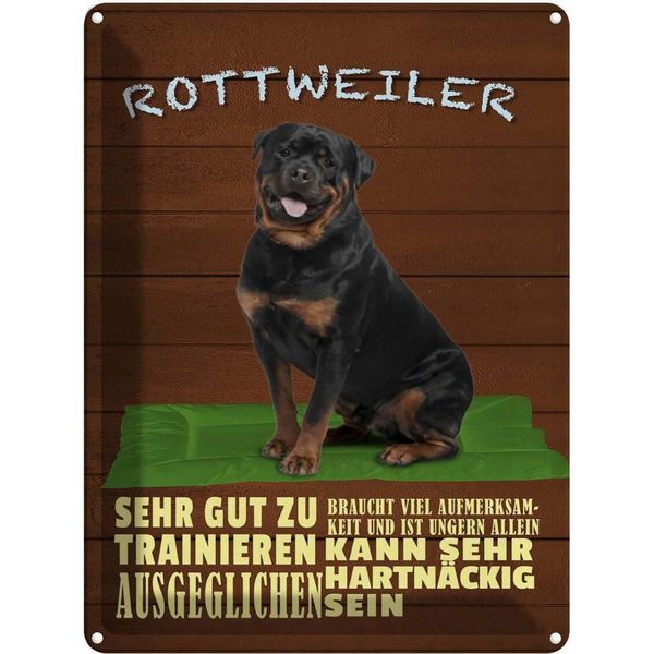Vianmo Insegna Di Latta 40X30 Cm Rottweiler Hund Ungern Allein-image
