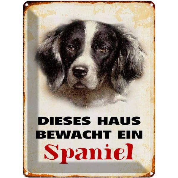 Vianmo Insegna Di Latta 40X30 Cm Hund Dieses Haus Bewacht Ein Spaniel-image