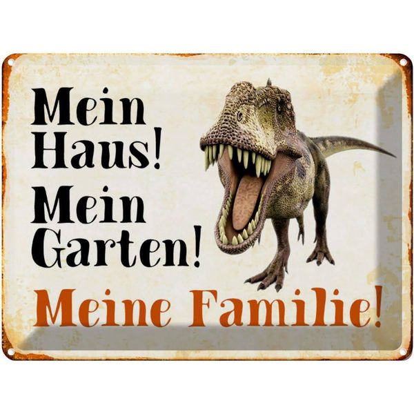 Vianmo Insegna Di Latta 30X40 Cm Reptilien Dinosaurier Mein Haus Garten-image