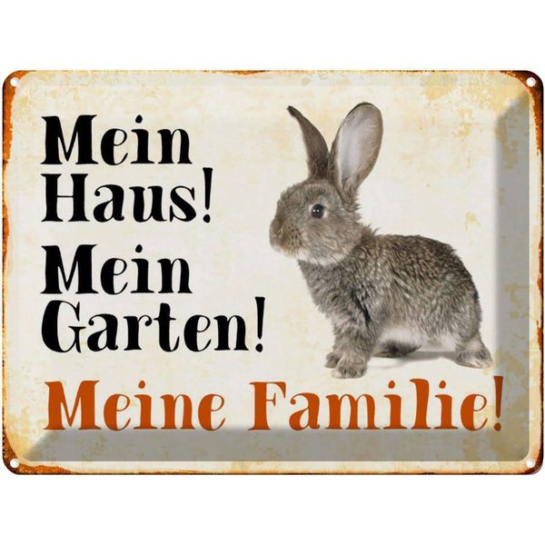Vianmo Insegna Di Latta 30X40 Cm Tiere Hase Mein Haus Garten Familie-image