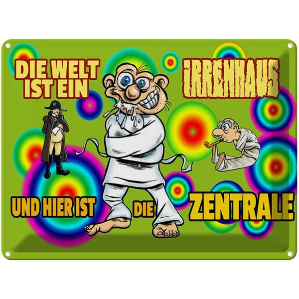 Vianmo Insegna Di Latta 30X40 Cm Welt Ist Irrenhaus Hier Ist Zentrale-image