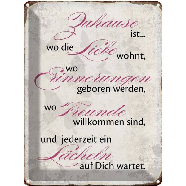 Vianmo Insegna Di Latta 40X30 Cm Zuhause Liebe Freunde LäCheln-image