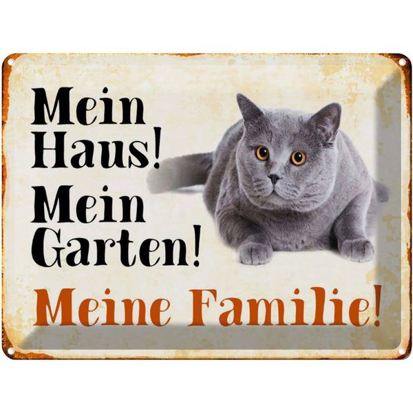 Vianmo Insegna Di Latta 30X40 Cm Tiere Katze Mein Haus Garten Familie-image