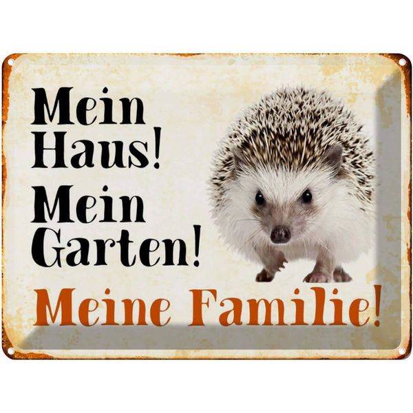 Vianmo Insegna Di Latta 30X40 Cm Tiere Igel Mein Haus Garten Familie-image