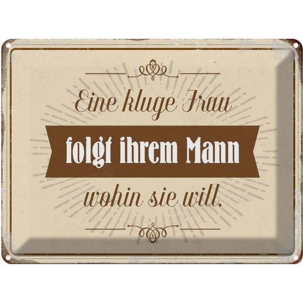 Vianmo Insegna Di Latta 30X40 Cm Kluge Frau Folgt Ihrem Mann-image