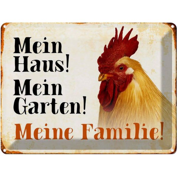 Vianmo Insegna Di Latta 30X40 Cm Tiere Huhn Mein Haus Garten Familie-image