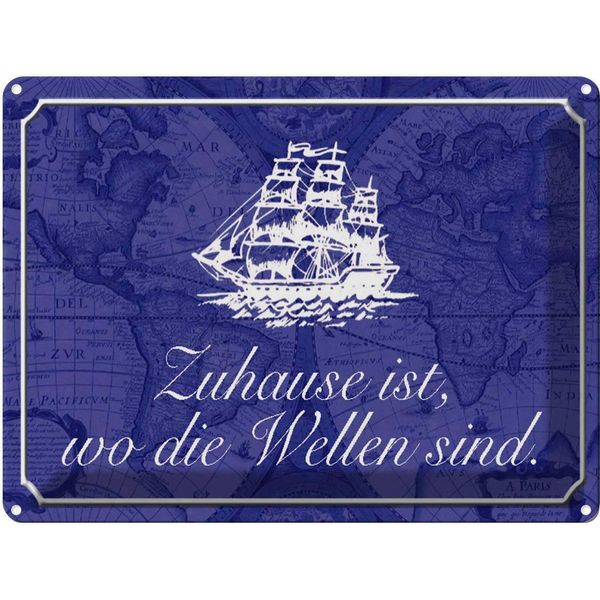 Vianmo Insegna Di Latta 30X40 Cm Zuhause Wo Die Wellen Seemann-image