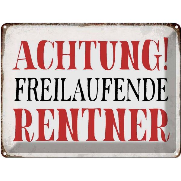 Vianmo Insegna Di Latta 30X40 Cm Achtung Freilaufende Rentner-image