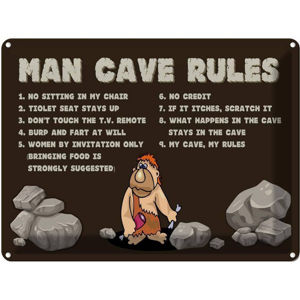 Vianmo Insegna Di Latta 30X40 Cm Man Cave Rules MäNner Regeln-image