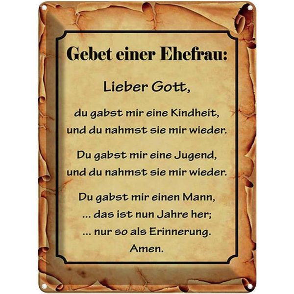 Vianmo Insegna Di Latta 40X30 Cm Gebet Einer Ehefrau Lieber Gott-image