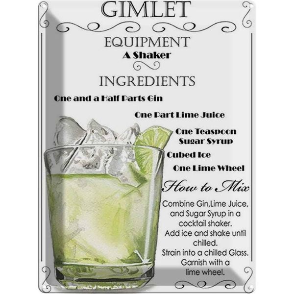 Vianmo Insegna Di Latta 40X30 Cm Alkohol Gimlet Equipment Ingredients-image