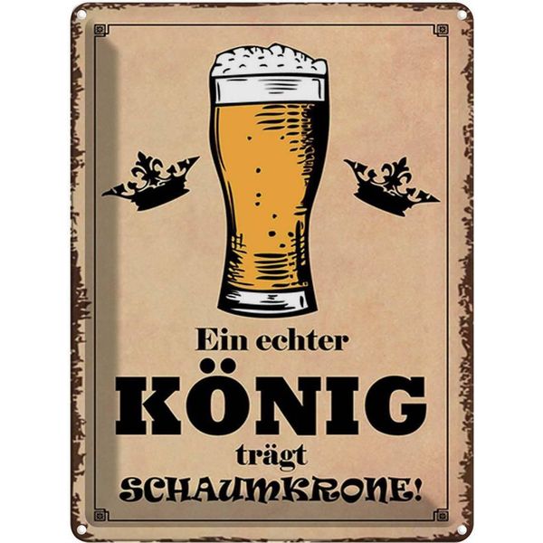 Vianmo Insegna Di Latta 40X30 Cm Echter KöNig TräGt Schaumkrone-image