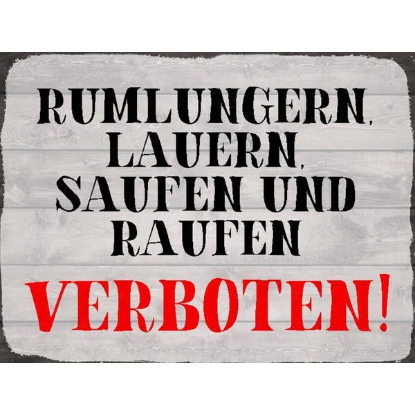 Vianmo Insegna In Legno 30X40 Cm Rumlungern Saufen Verboten-image