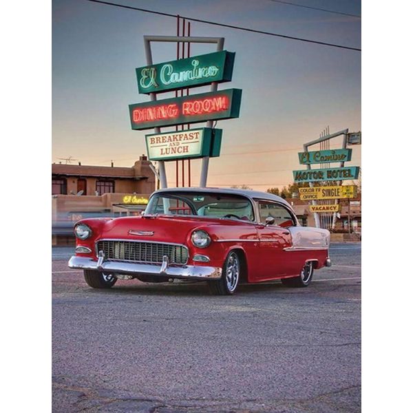 Vianmo Insegna In Legno 40X30 Cm Auto Oldtimer El Camino Breakfast Lunch-image