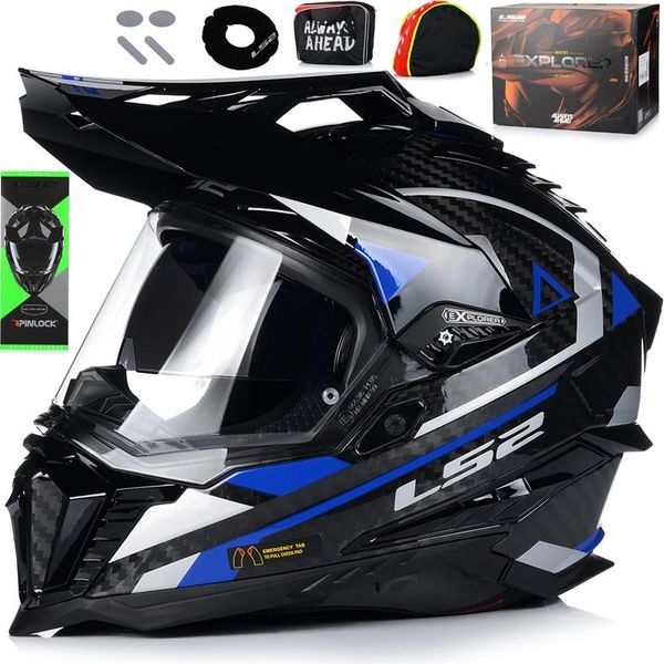 Casco Da Motocross Con Visiera Parasole | LS2 MX701 Explorer | Uomo E Donna | Casco Atv Quad Enduro | 22.06 | Casco Moto Con Doppia Visiera | 3XL (65-66Cm)-image