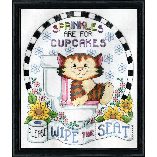Kit Per Ricamo A Punto Croce Design Works "Pulisci Il Sedile, Gatto"", Schema Contato, 20X25Cm"-image