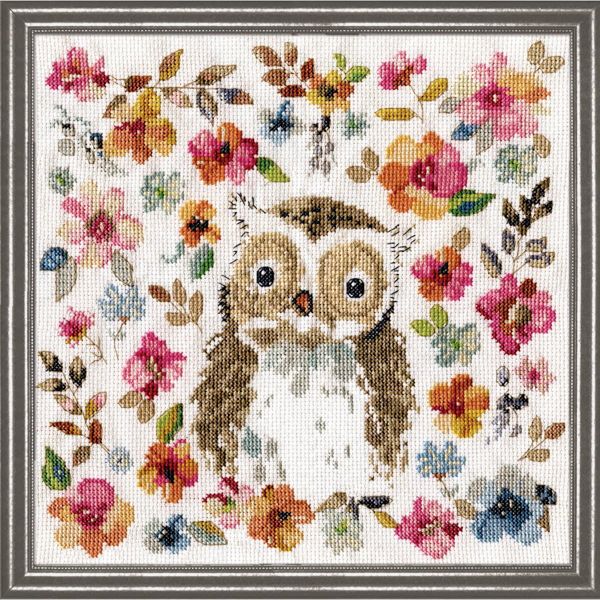Kit Per Ricamo A Punto Croce Design Works "Gufo Acquerello"", Schema Contato, 25X25Cm"-image