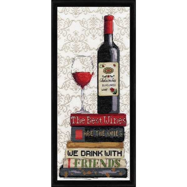 Confezione Da Ricamo A Punto Croce Design Works "Vino Rosso"", Schema Contato, 15X36Cm"-image