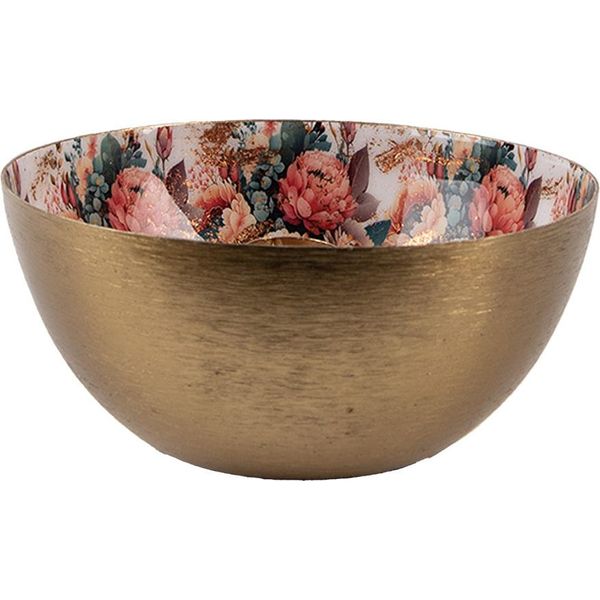 Candeliere Clayre & Eef Ø 14X6 Cm Fiori In Metallo Bianco Color Oro-image