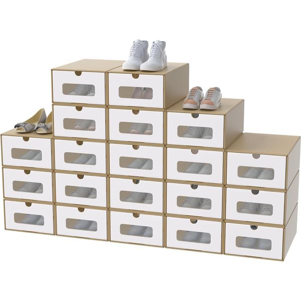Yuenfong 20 Pezzi Cassettiere Con Finestra - Scatola Per Scarpe In Carta Kraft, Ideale Per Le Scarpe-image