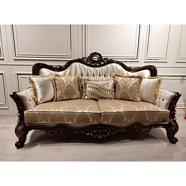 Chesterfield Barocco Tre Posti Divano D'arredo Divani Tessuto Oro Divano-image