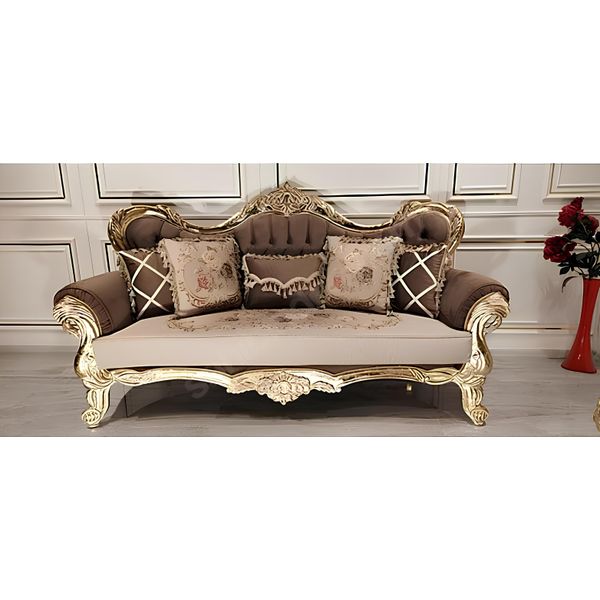 Divano Chesterfield Barocco A Tre Posti Divani In Tessuto Oro Mobili-image