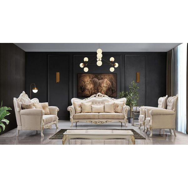 Set Di Divani 3+2+1+1 Posti Design Divano Imbottito Divani Classici-image