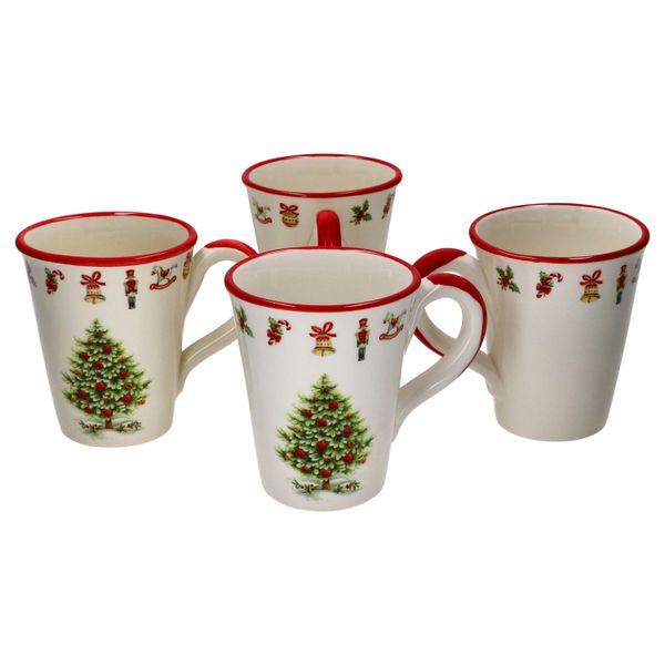 4X Maestro Natale Tazza Da Caffè 340Ml H12Cm In Ceramica Tazze Vin Brulè Tè-image