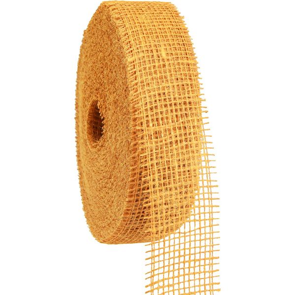 Nastro Decorativo In Iuta Giallo Senape Giallo Reticolo 5Cm 40M Nastro Regalo-image