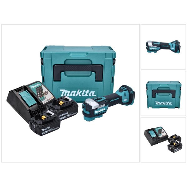 Utensile Multifunzione A Batteria Makita Dtm 52 Rtj 18 V Starlock Max Brushless + 2X Batteria 5,0 Ah + Caricabatterie + Makpac-image