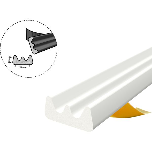 Guarnizione Per Finestre Guarnizione Per Porte Guarnizione In Gomma Profilo E Epdm 9×4 Mm 30 M Bianco Autoadesivo-image