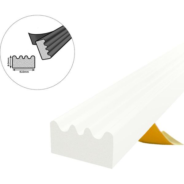 Guarnizione Per Finestra Guarnizione Per Porta Guarnizione In Gomma Profilo E Epdm 15×8 Mm 5M Bianco Autoadesivo-image