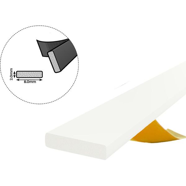 Guarnizione Per Finestre Guarnizione Per Porte Guarnizione In Gomma Epdm A Profilo I 8×2 Mm 50 M Bianco Autoadesivo-image