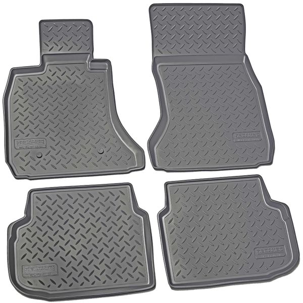 Tappetini In Gomma Per Bmw Serie 7 F01 Short | 2008-2015 | Montaggio Personalizzato + Bordo-image