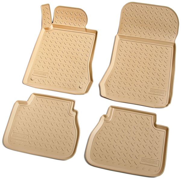 Tappetini In Gomma Per Mercedes Classe E | W210 | S210 | 1995-2002 | Beige + Bordo-image