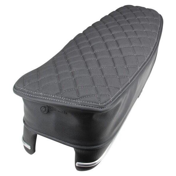 Coprisedile Schmitt Nero/Grigio Trapuntato Per Simson S50 S51 S70 | Coprisedile Simson Con Logo Schmitt | Similcuoio,-image