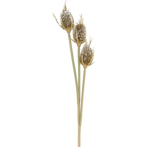 Ramo Di Cardo Fiore Artificiale Glassato Marrone 90Cm Decorazione Carta Cardo 3 Teste-image