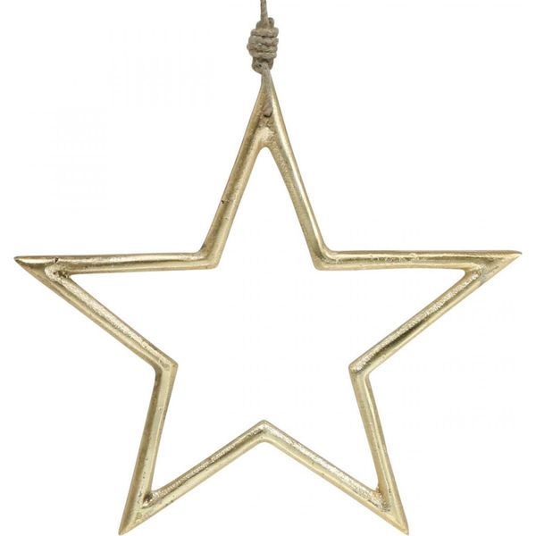 Decorazione Natalizia Stella Ciondolo In Metallo Dorato Decorazione Dell'avvento 24,5Cm-image