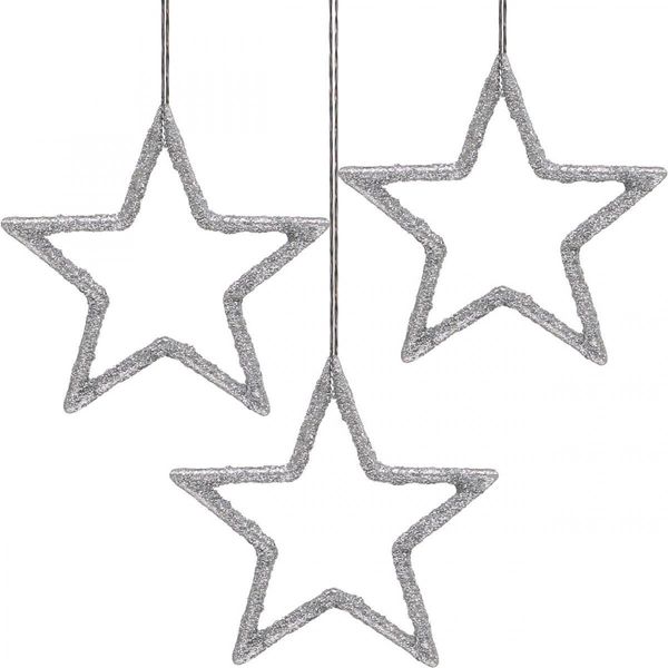 Set Di Ciondoli Con Stelle Natalizie In Argento Glitterato 7,5 Cm 40 Pezzi - Decorazioni Per L'albero Decorazioni Per Le Finestre Stelle Decorative Per Le Feste-image